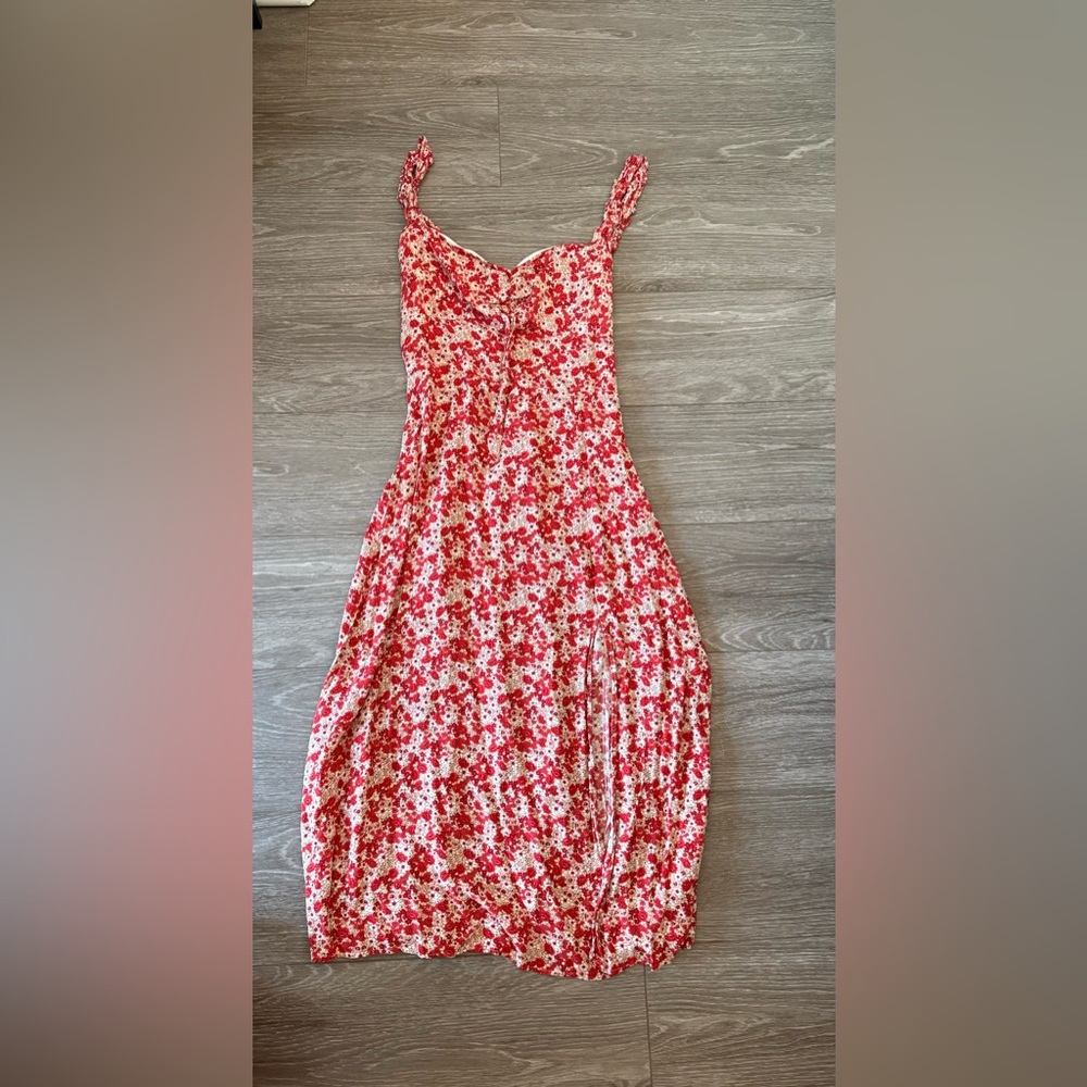 Zara Red and White Floral Maxi Dress